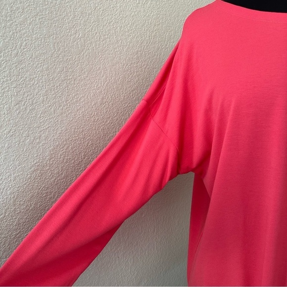 EILEEN FISHER Scoop Neck Dolman Long Sleeve Jersey Pink Coral Blouse Size L - Picture 4 of 11